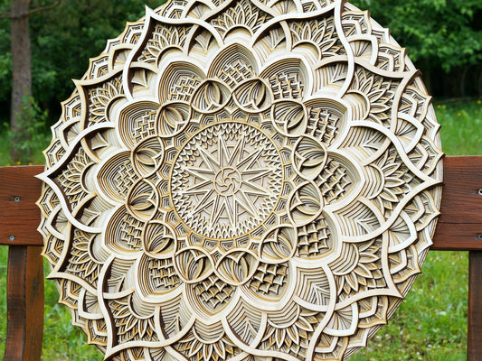 Dare Decor Luxury Layered Mandala Wall Art – Handcrafted Wooden Boho Décor
