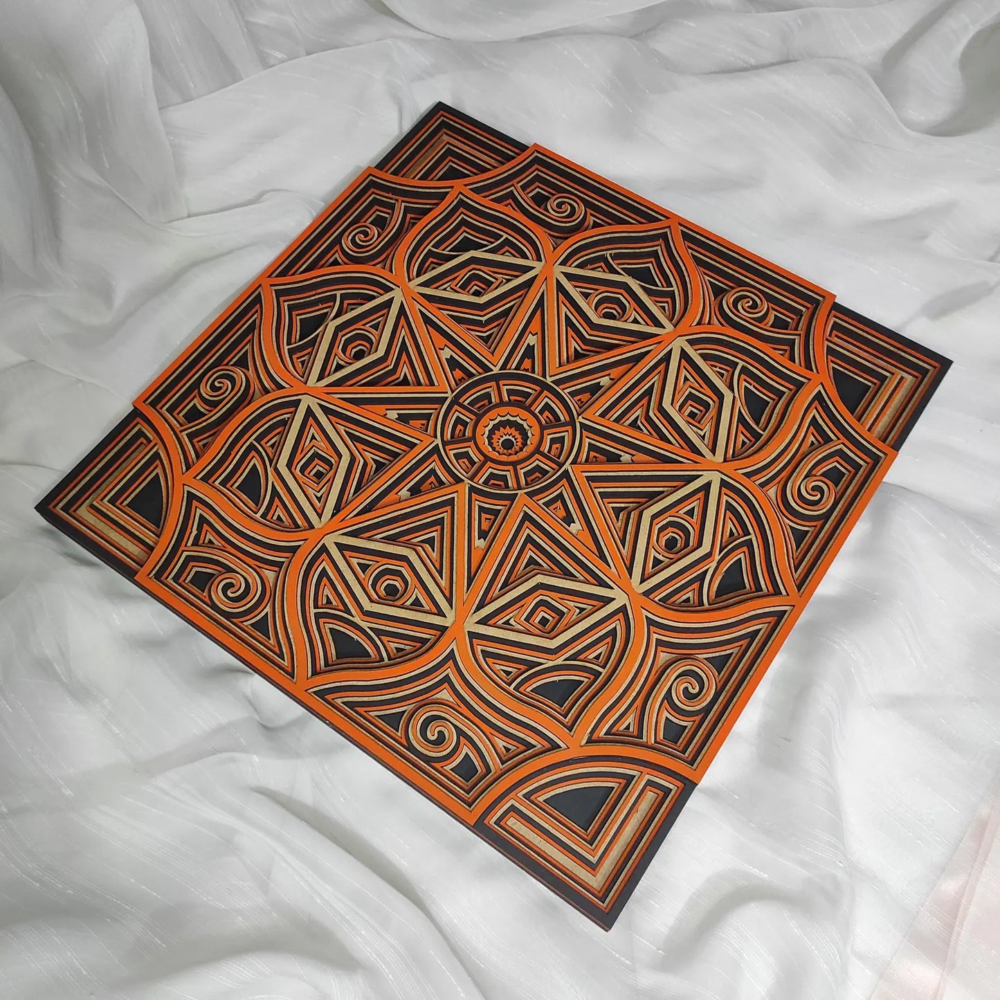 Dare Decor Geometric Mandala Wall Art – Layered Wooden Sacred Geometry Décor
