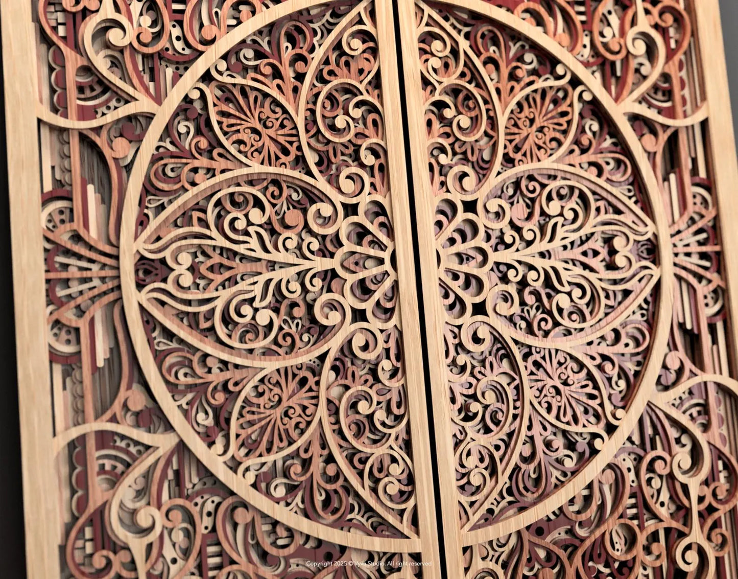Dare Decor Floral Mandala Wall Panel Set – Handcrafted Layered Wooden Décor