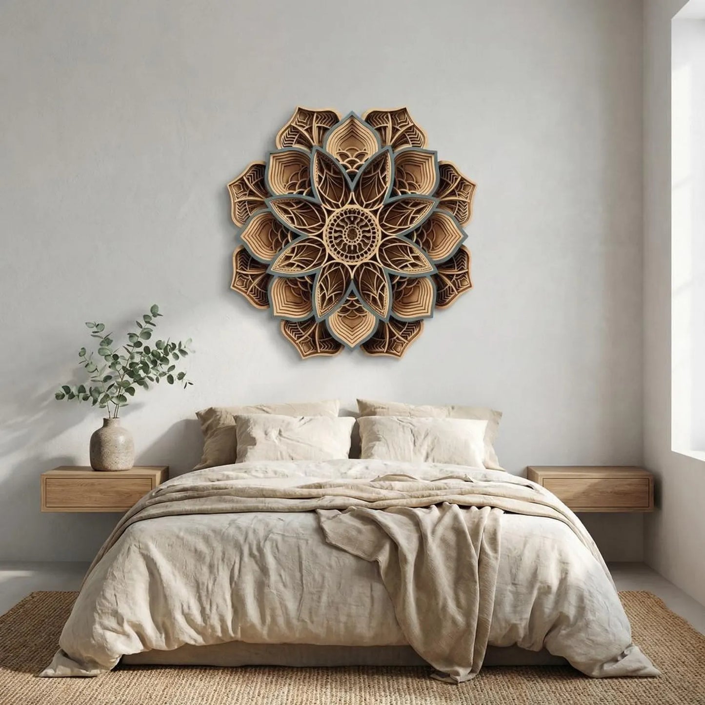 Dare Decor Layered Wooden Mandala Wall Art – Handcrafted Boho Home Décor