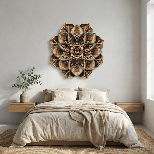 Dare Decor Layered Wooden Mandala Wall Art – Handcrafted Boho Home Décor