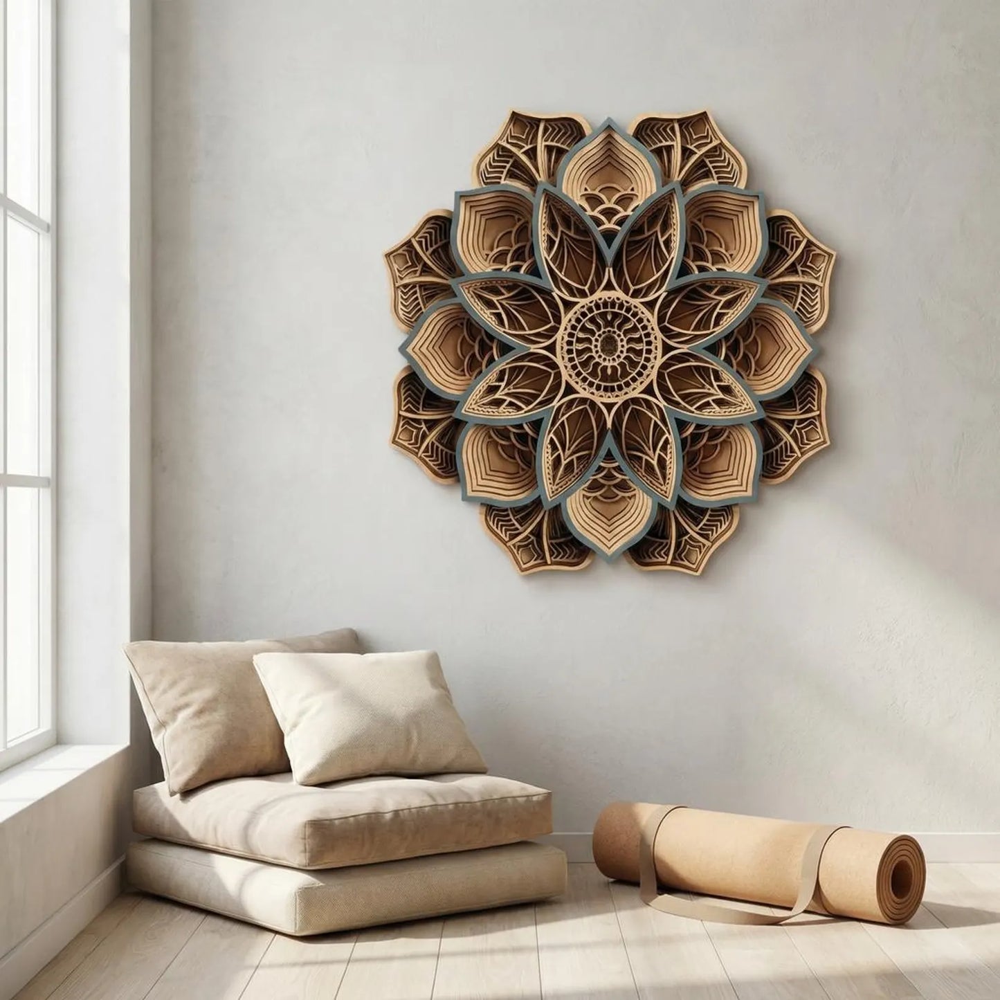 Dare Decor Layered Wooden Mandala Wall Art – Handcrafted Boho Home Décor