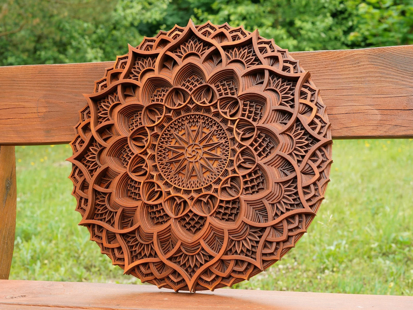 Dare Decor Handcrafted Layered Mandala Wall Art – Wooden Boho Home Décor
