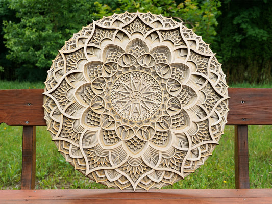 Dare Decor Luxury Layered Mandala Wall Art – Handcrafted Wooden Boho Décor