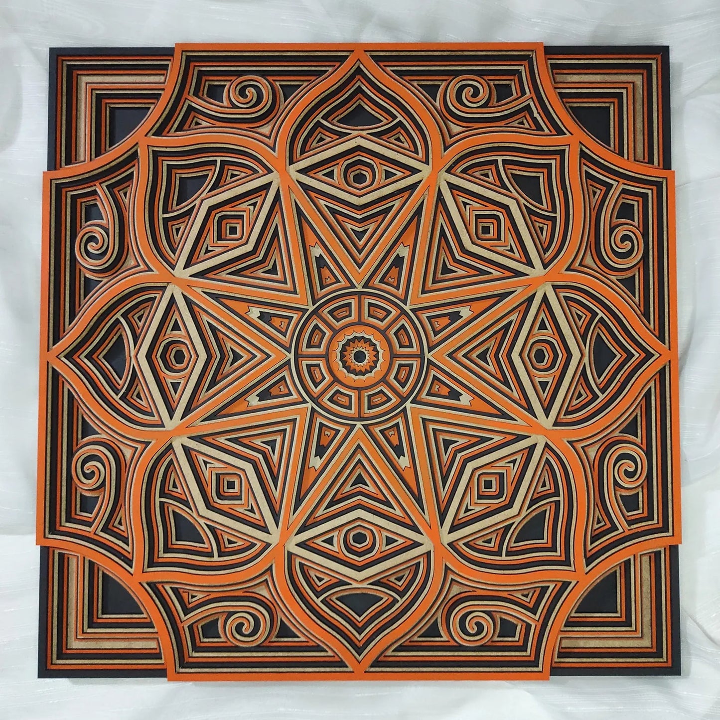 Dare Decor Geometric Mandala Wall Art – Layered Wooden Sacred Geometry Décor