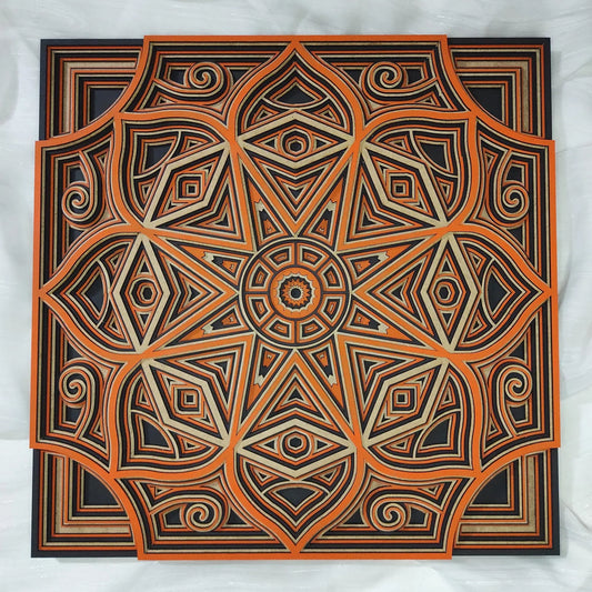 Dare Decor Geometric Mandala Wall Art – Layered Wooden Sacred Geometry Décor