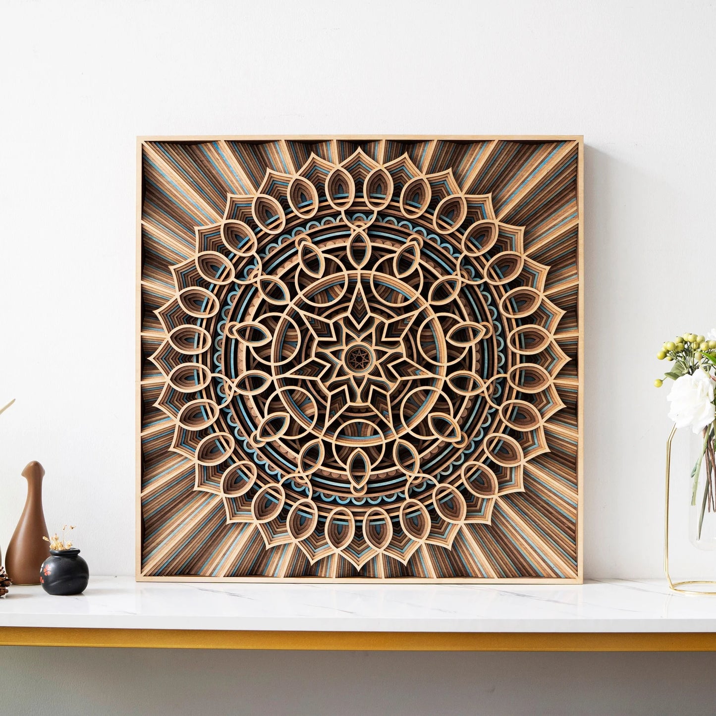 Dare Decor Luxury Mandala Wall Art – Handcrafted Layered Wooden Décor