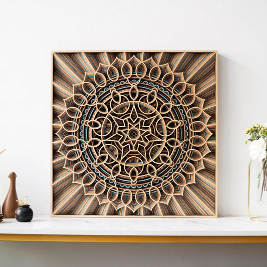 Dare Decor Luxury Mandala Wall Art – Handcrafted Layered Wooden Décor