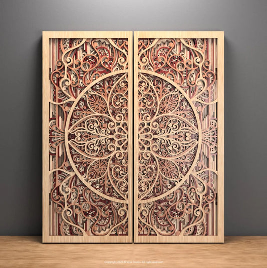 Dare Decor Floral Mandala Wall Panel Set – Handcrafted Layered Wooden Décor